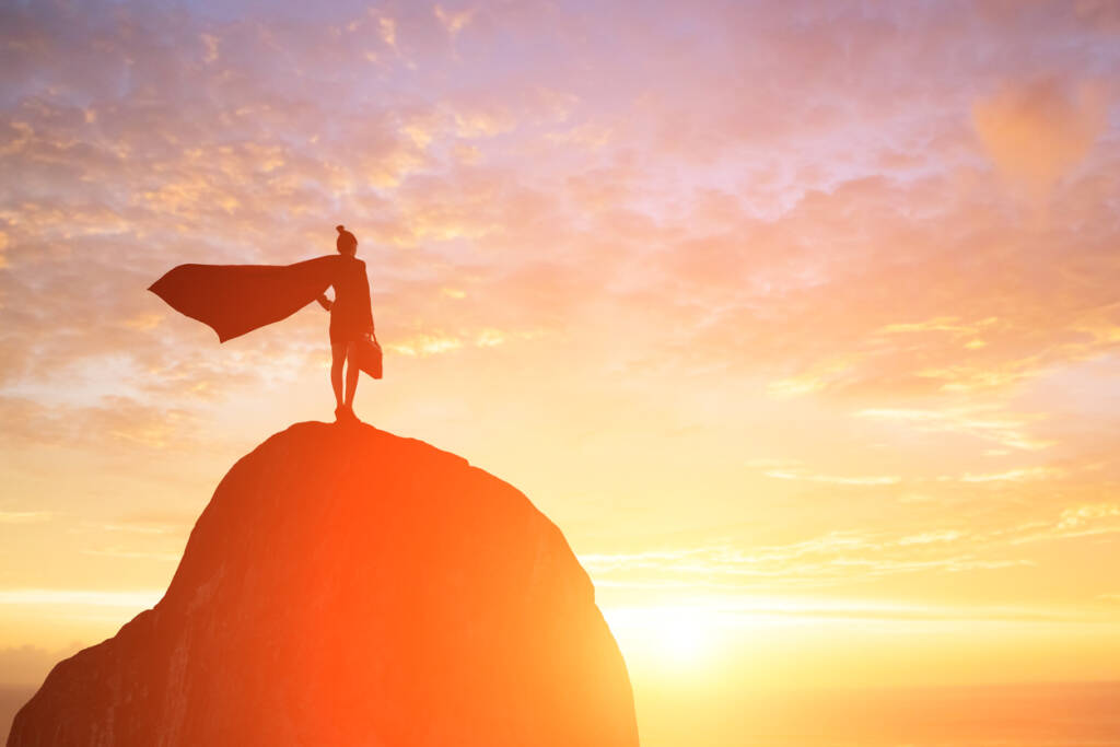 super business woman on mountain You are always okay wellbeing